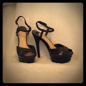 Gianni Bini, black sparkly high heels.